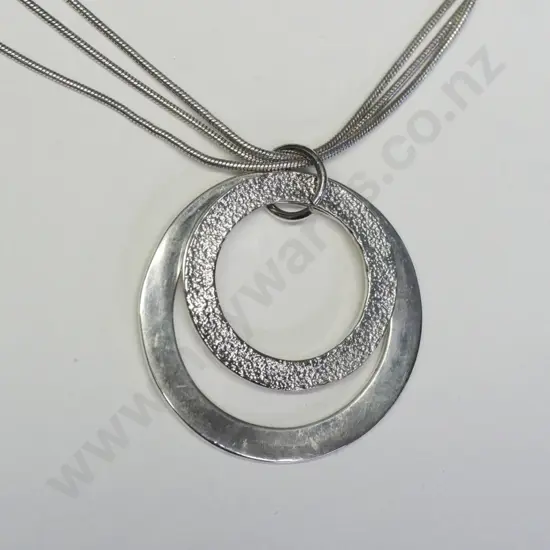 2 silver circle necklace on 3 strands stamped 925