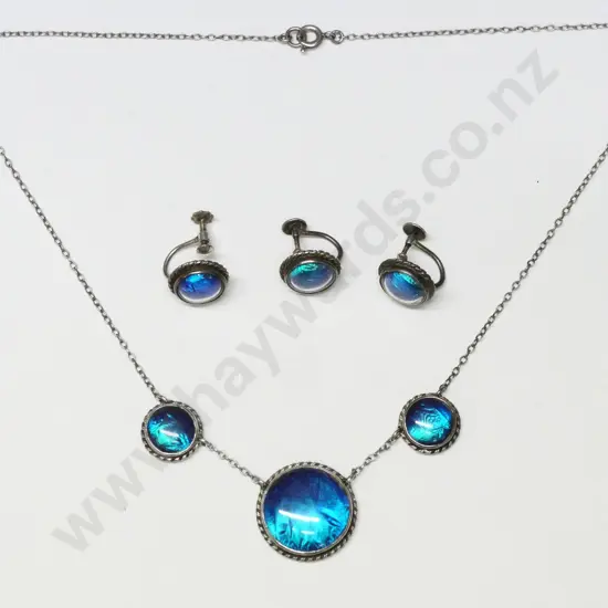 butterfly wing necklace & pair of earrings plus 1 spare all stamped sterling