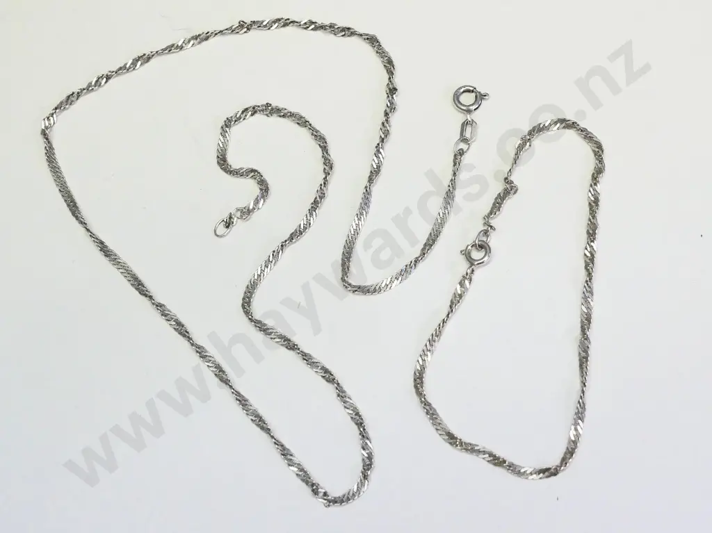 silver chain bracelet [925] & chain necklace [silver] set Image 1++