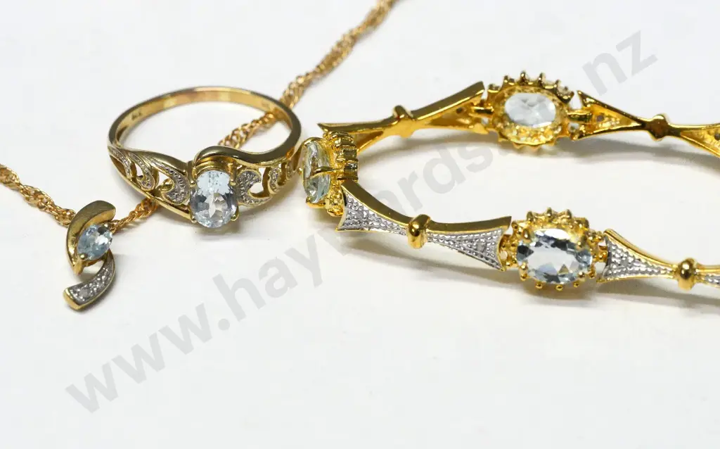 tourmaline necklace, bracelet & ring set all stamped 925 Image 1++