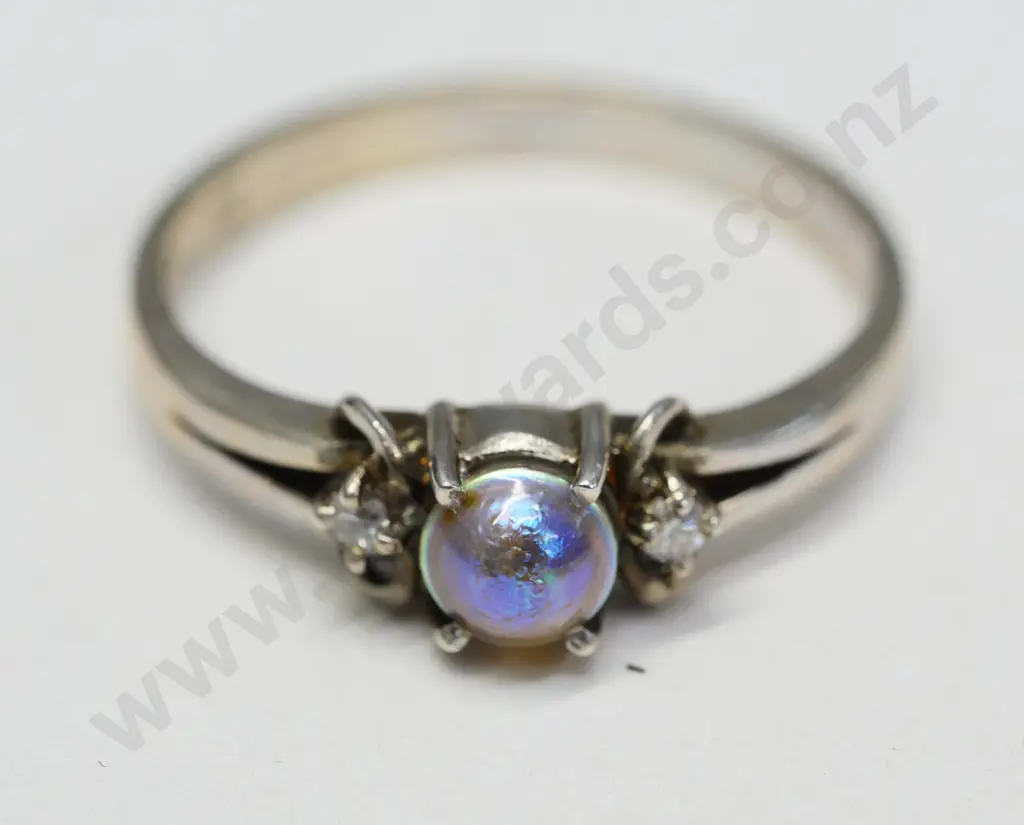 silver paua pearl/cz ring stamped 925 Image 1++