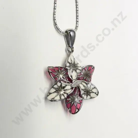 silver flower necklace stamped 925