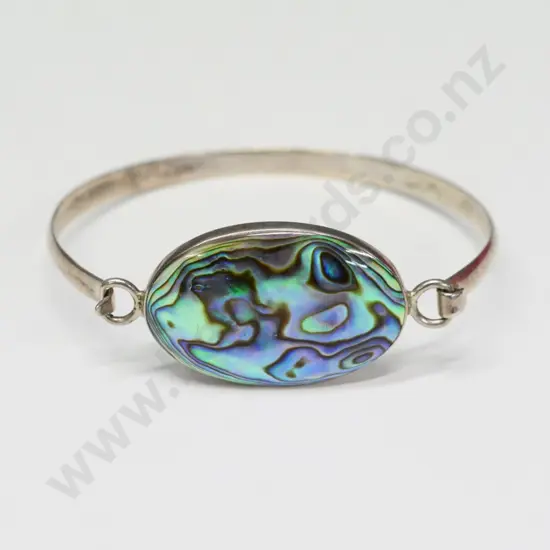 silver & paua shell bangle stamped 925