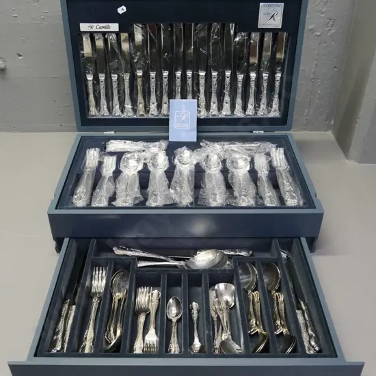 10 place canteen of Rodd Camille pattern plated cutlery