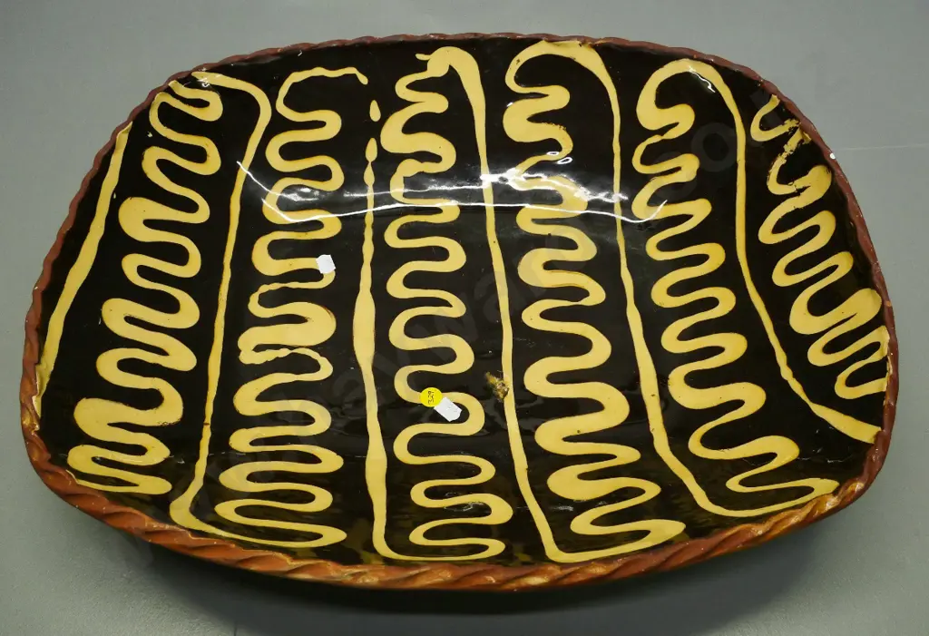 large studio pottery bowl - firing fault and some chips L-490 W-410 Image 1++