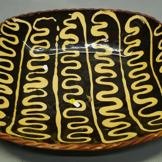 large studio pottery bowl - firing fault and some chips L-490 W-410