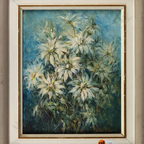 Winn Albury - framed  oil - flowers H-250 W-200