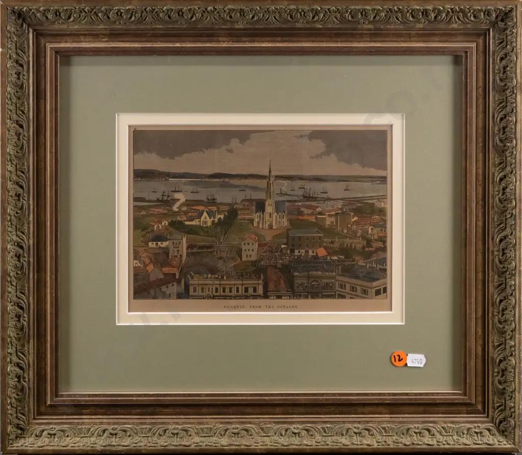 framed vintage print "Dunedin From The Octagon" H-150 W-220 Image 1++