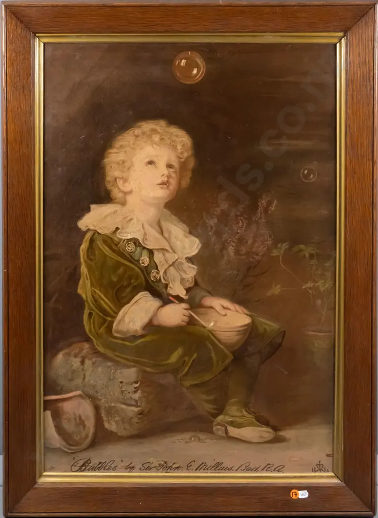 oak framed print "Bubbles" (slight age damage) H-700 W- Image 1++