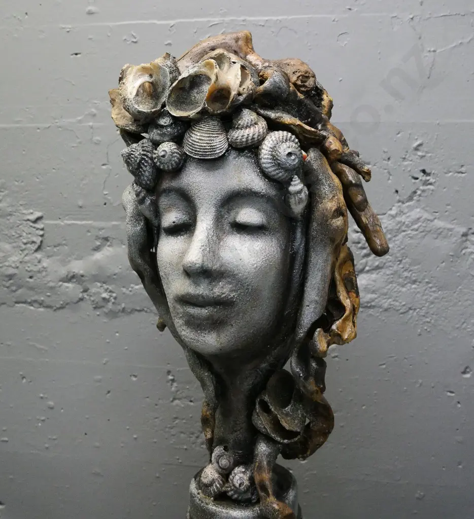 mixed media sculpture by Maree McMullan - seashell motif - glass, shell, plastic, driftwood, etc. H-850 Image 1++