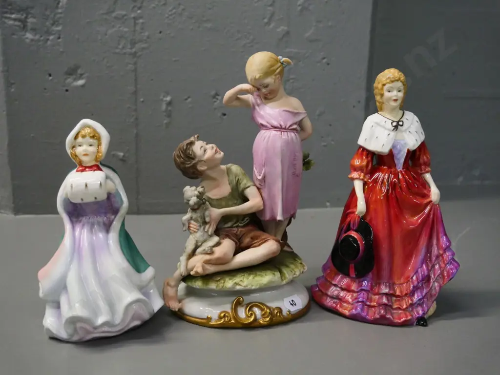 3 figurines - Paragon Lady Cynthia and Miss Susan - and an Italian bisque boy & girl H-190 W-110 Image 1++