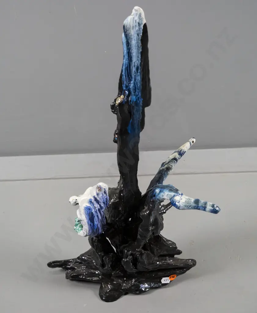 R Kozik - painted wood and costume jewellery sculpture H-520 W-260 Image 1++