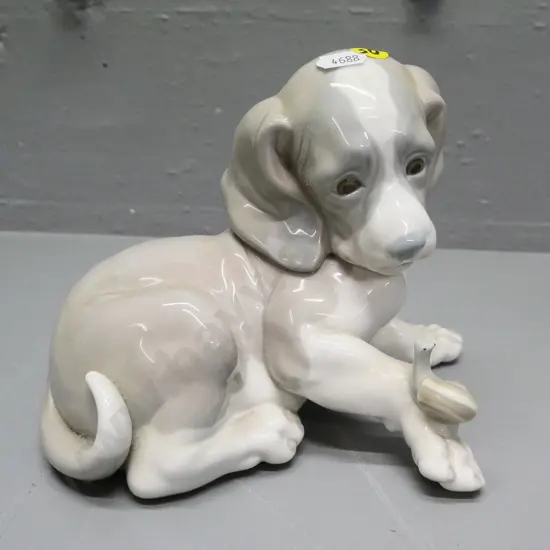Lladro figure - puppy with snail H-150 L-210