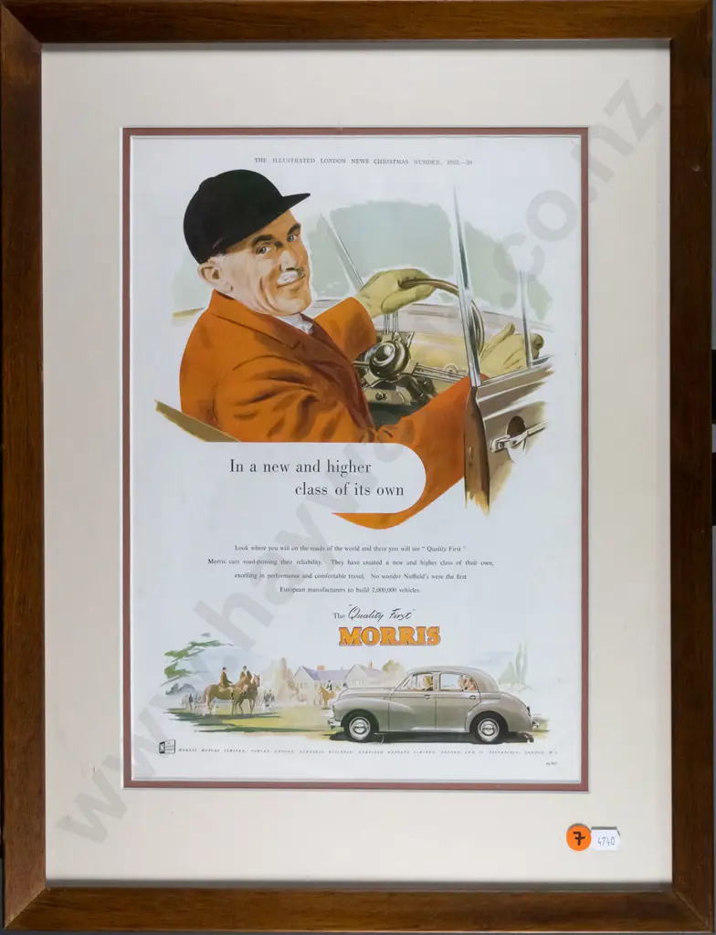 framed reproduction Morris automobile advertising print H-360 W-250 Image 1++