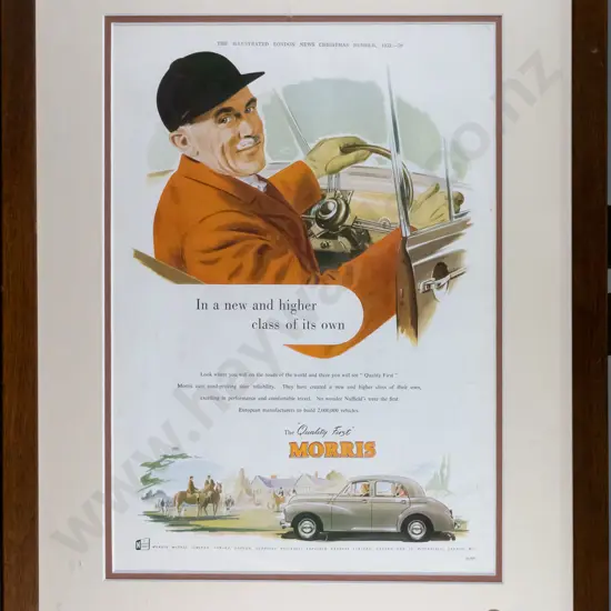 framed reproduction Morris automobile advertising print H-360 W-250