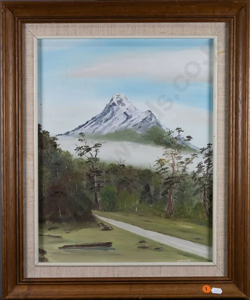 H McIntosh - framed oil - mountain scene H-370 W-290 Image 1++