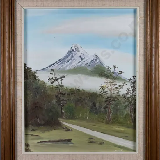 H McIntosh - framed oil - mountain scene H-370 W-290
