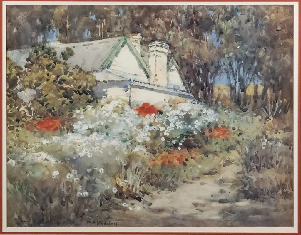 framed Magaret Stoddart print - country house and garden H-380 W-480 Image 1++