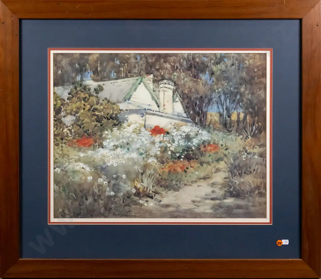 framed Magaret Stoddart print - country house and garden H-380 W-480 Image 1++