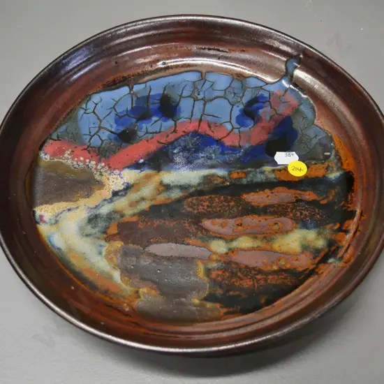 New Zealand studio pottery small wall charger / dish - maker's mark unknown D-280