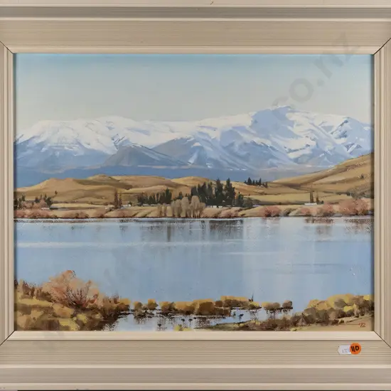 Alan D Cooke 1972 - framed oil 'Winter Afternoon Crown Range and Lake Hayes" H-340 W-440