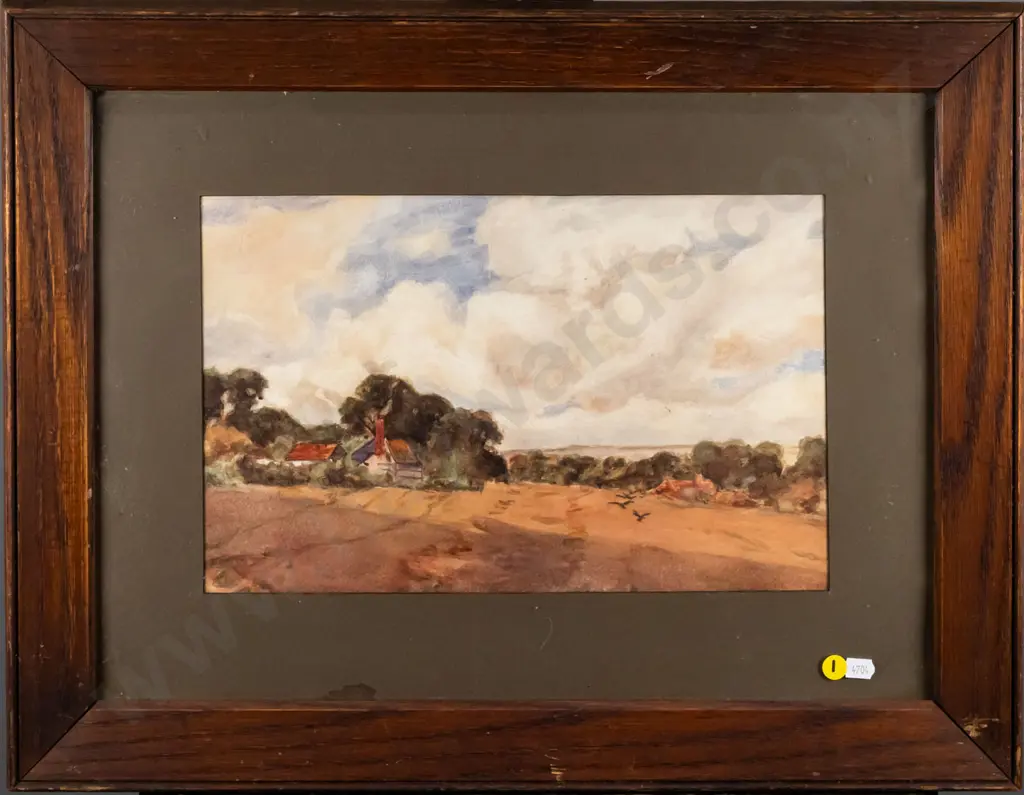 framed watercolour - country scene H-220 W-350 Image 1++
