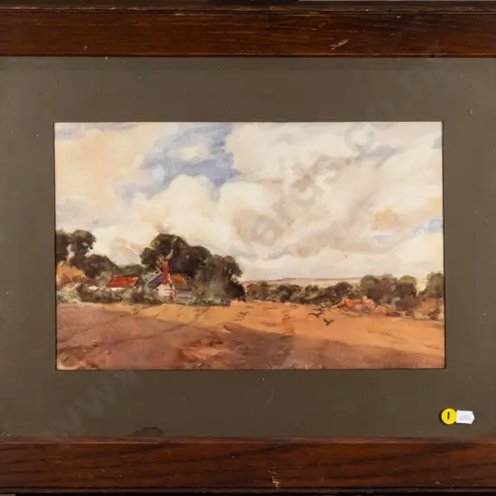 framed watercolour - country scene H-220 W-350