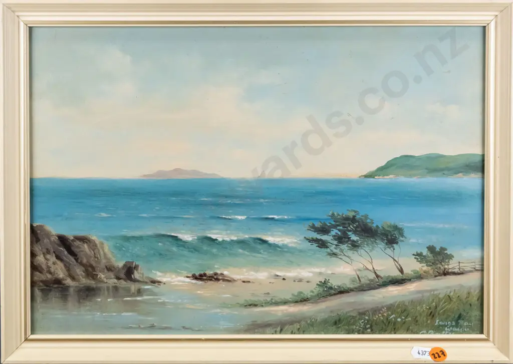 framed oil "Langs Bay Waipu" H-250 W-360 Image 1++