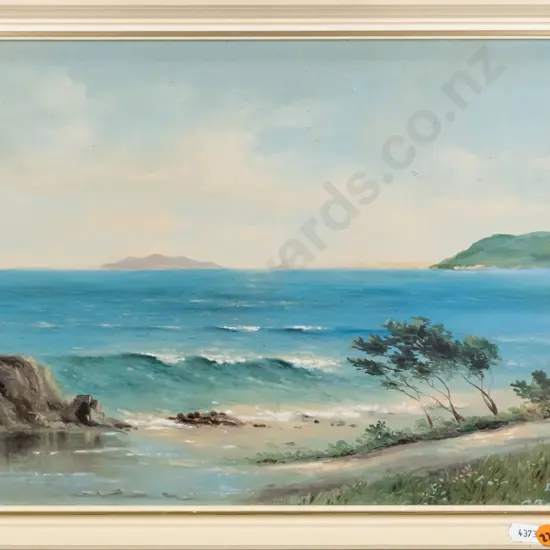 framed oil "Langs Bay Waipu" H-250 W-360