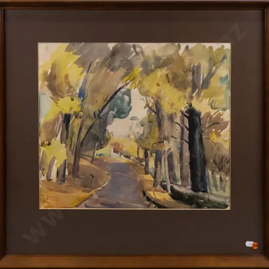 framed watercolour - trees H-350 W-400
