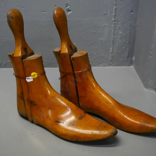 vintage wooden 3-piece shoe lasts - stamped BK, each H-270 L-260