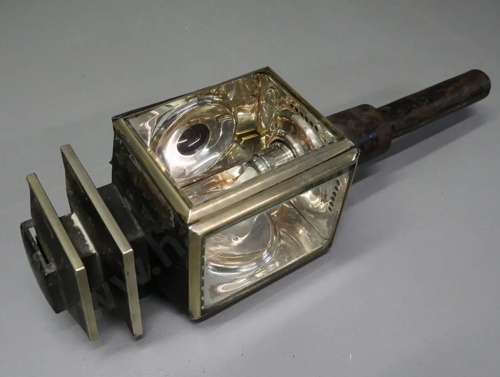 Grace brand carriage lantern with chromed interior, small red window in back H-440 Image 1++