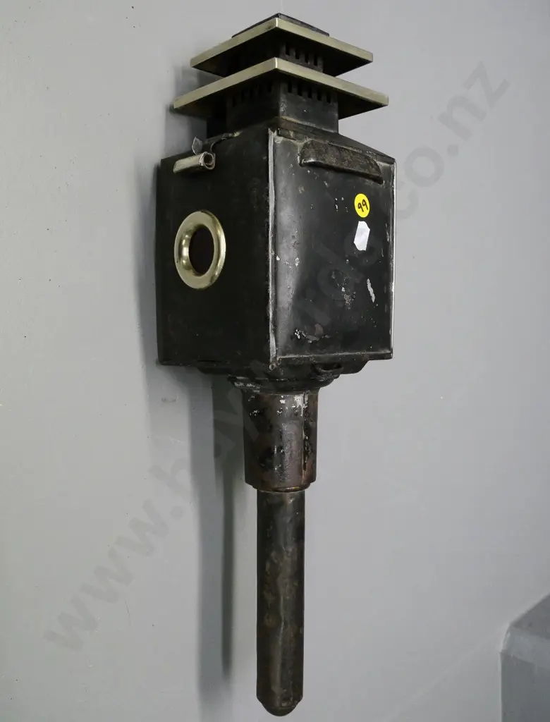 Grace brand carriage lantern with chromed interior, small red window in back H-440 Image 1++