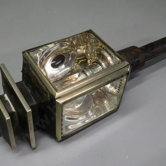 Grace brand carriage lantern with chromed interior, small red window in back H-440