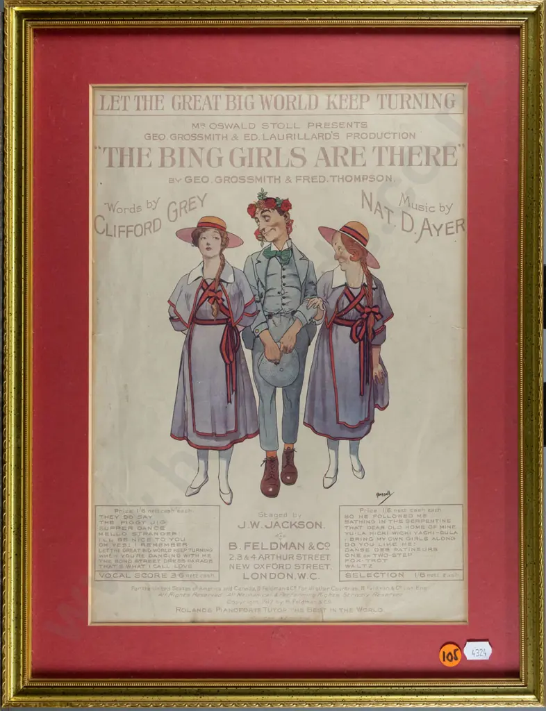 framed vintage stage show poster "The Bing Girls Are There" H-340 W-240 Image 1++