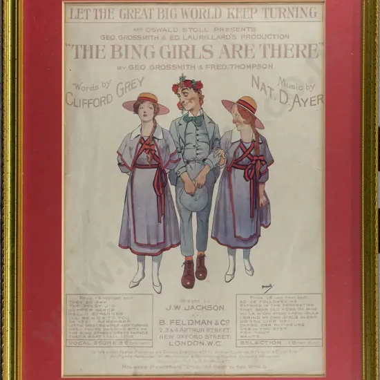framed vintage stage show poster "The Bing Girls Are There" H-340 W-240