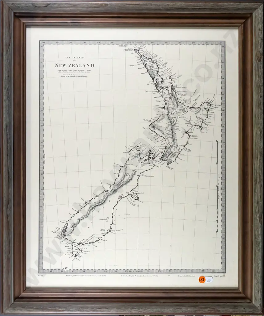framed print - map of New Zealand H-480 W-380 Image 1++
