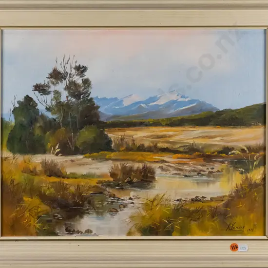 Charles McKenzie 1972 - framed oil "Small Creek Te Anau Area" H-340 W-440