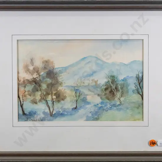 J Laughlin framed watercolour - landscapes  Largest H-160 W-250