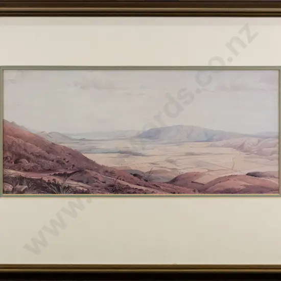 framed historic print - Taieri Plains, George O'Brien, 1867 H-150 W-340