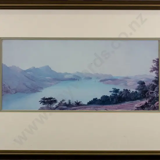 framed historic print - Otago Harbour H-150 W-340
