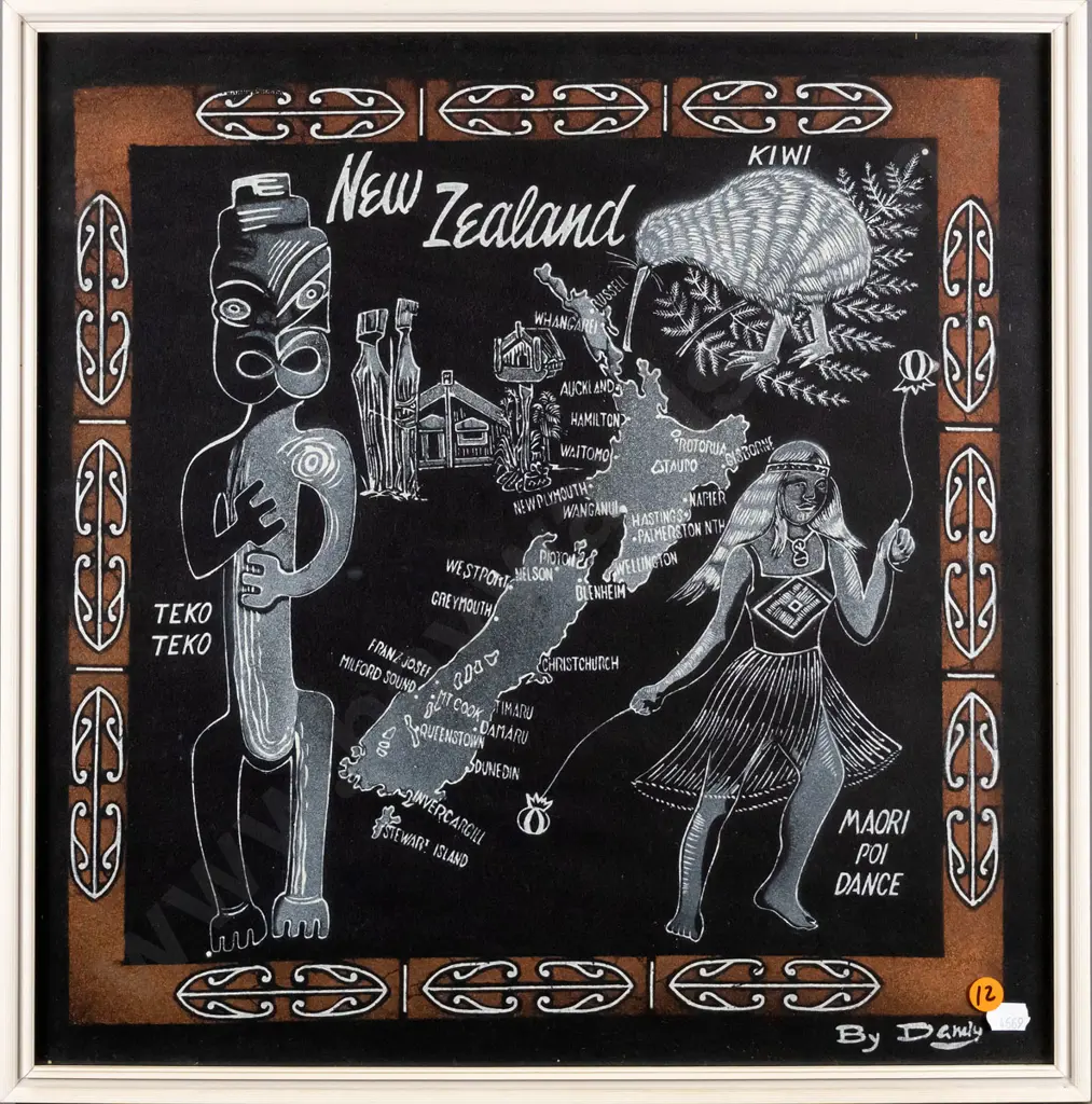 framed mixed media - New Zealand themed H-430 W-420 Image 1++