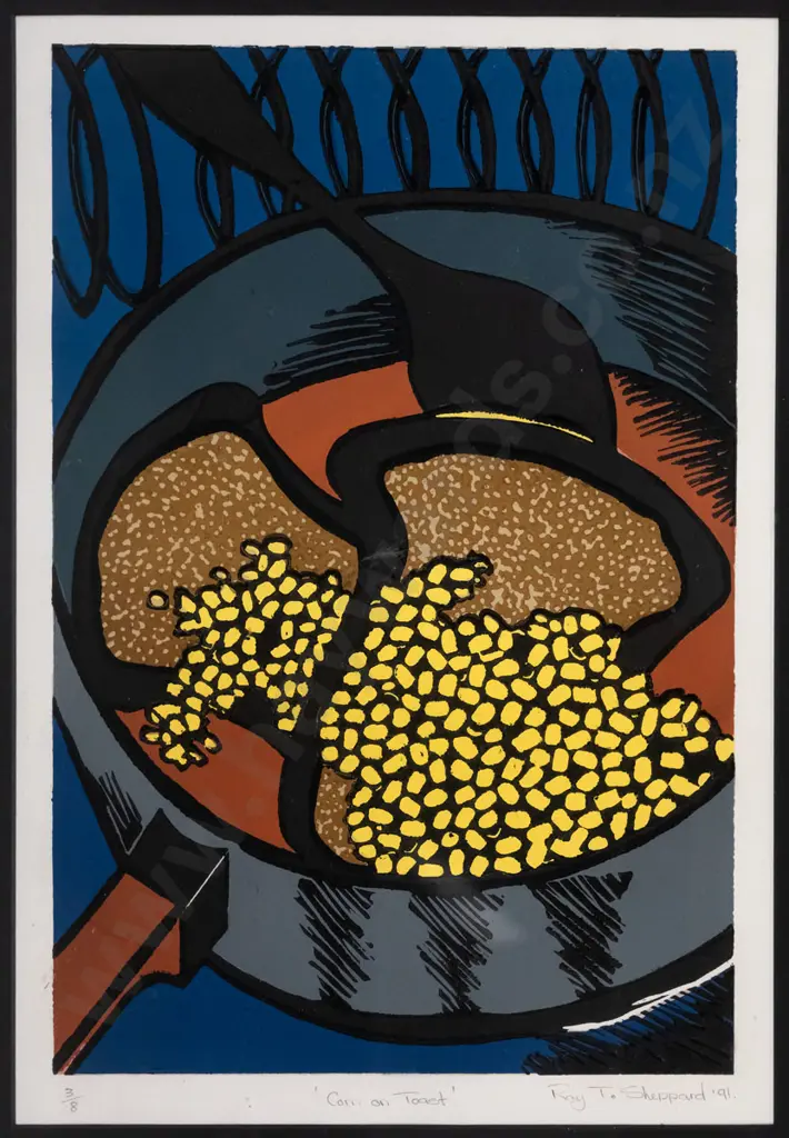 Ray T. Sheppard 1991 - framed limited edition print #3/8 - "Corn On Toast" H-430 W-310 Image 1++