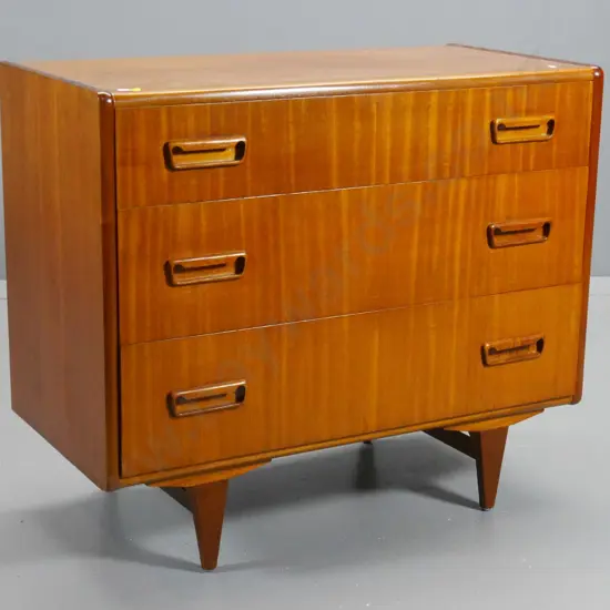 mid-century mahogany 3-drawer lowboy chest H-730 W-840 D-400