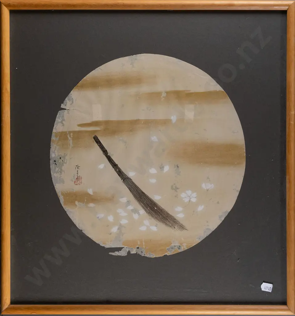 2x antique Japanese watercolours (age damage to both) Each Diam-280 Image 1++