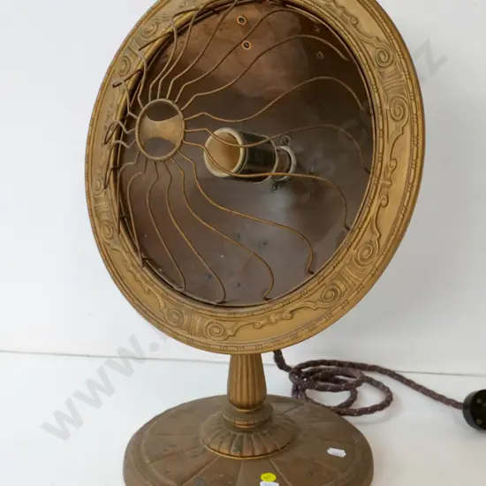 vintage Edison Hotpoint USA gold-finish cast metal electric heater - some finish loss on base H-520 Diameter 350