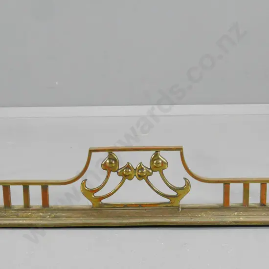ornate art nouveau style brass hearth surround - some pitting H-270 W-1350 D-250