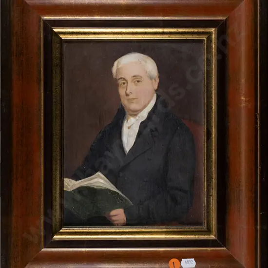 framed oil - portrait of gentleman reading H-230 W-170