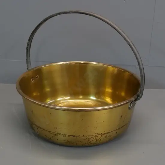 large brass jam pan with iron handle - H-380 diameter 415