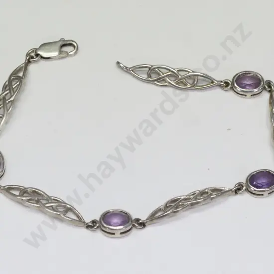 silver & ametheyst bracelet stamped 925